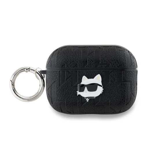 Karl Lagerfeld PU Embossed Choupette Head tok AirPods Pro 2-höz, fekete