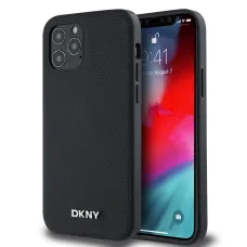 DKNY PU Bőr Ezüst Metál Logós Magsafe iPhone 12/12 Pro Tok