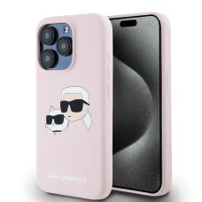 Karl Lagerfeld Liquid Silicone Double Heads MagSafe tok iPhone 15 Pro Pink