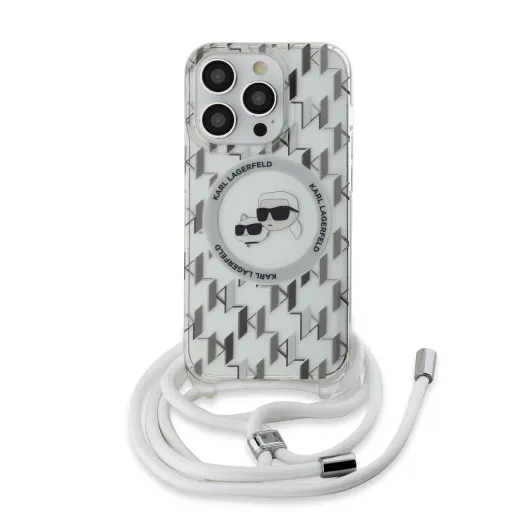 Karl Lagerfeld IML Monogram Crossbody K&CH Heads MagSafe tok iPhone 13 Pro Max Átlátszó tok