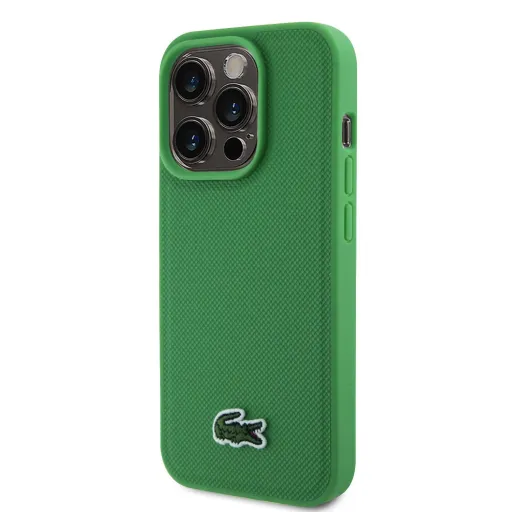 Lacoste Iconic Petit Pique Szövött Logós MagSafe tok iPhone 15 Pro-hoz Zöld