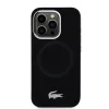 Lacoste Liquid Silicone Microfiber Silver Croc Logo MagSafe tok iPhone 15 Pro-hoz Fekete - 1. kép