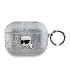 Karl Lagerfeld PU Dombornyomott Karl Fej Tok AirPods Pro-hoz Ezüst tok