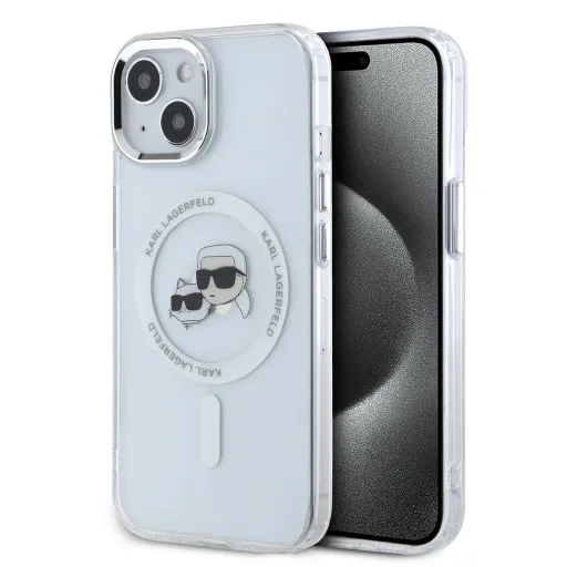 Karl Lagerfeld IML K&CH Heads Metal Frame MagSafe tok iPhone 15-höz Átlátszó