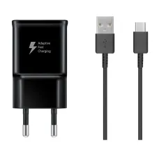 EP-TA200EBE + EP-DG970BBE Samsung 15W Utazó Töltő + USB-C Adatkábel Fekete (OOB Bulk)