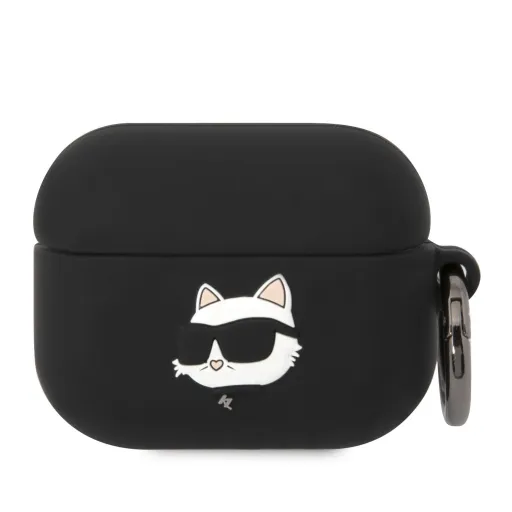 Karl Lagerfeld 3D Logó NFT Choupette fej Szilikon Tok AirPods Pro-hoz Fekete Tok