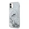 Karl Lagerfeld Liquid Glitter Karl és Choupette fej MagSafe iPhone 11 tok, átlátszó - 1. kép