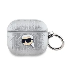 Karl Lagerfeld PU Dombornyomott Karl Fej AirPods 3 tok Ezüst