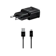 EP-TA200EBE + ECB-DU4EBE Samsung 15W utazó hálózati töltő + microUSB adatkábel Fekete (OOB Bulk)