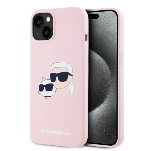 Karl Lagerfeld Liquid Silicone Double Heads MagSafe tok iPhone 14 Pink