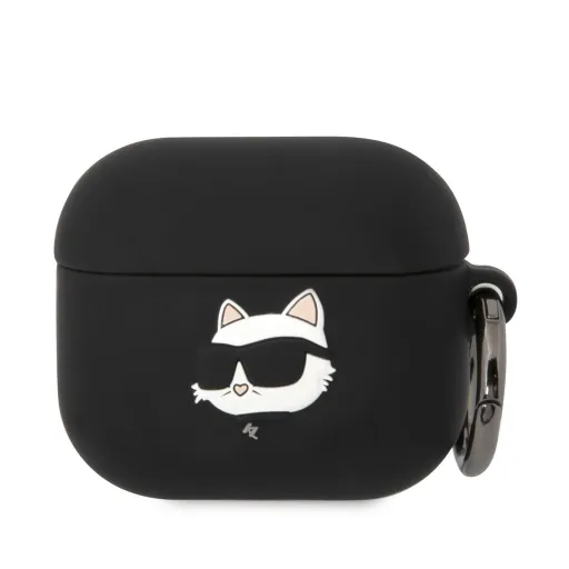 Karl Lagerfeld 3D Logo NFT Choupette Head Szilikon Tok AirPods 3 Fekete