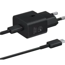 EP-T2510EBE + EP-DN980BBE Samsung USB-C 25W Hálózati Töltő + USB-C Adatkábel Fekete (OOB Bulk)