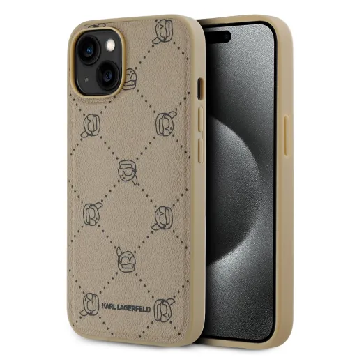 Karl Lagerfeld PU Karl Heads Pattern MagSafe tok iPhone 14, bézs