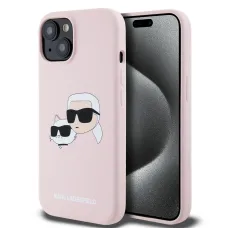 Karl Lagerfeld Liquid Silicone Double Heads MagSafe tok iPhone 15 Pink