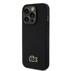 Lacoste Iconic Petit Pique Woven Logo MagSafe tok iPhone 15 Pro-hoz, fekete