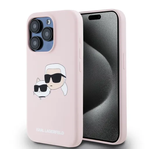 Karl Lagerfeld - Liquid Szilikon Kettős Fej MagSafe tok iPhone 15 Pro Max Pink