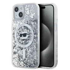 Karl Lagerfeld Liquid Glitter Choupette Head MagSafe tok iPhone 15-höz átlátszó