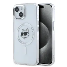 Karl Lagerfeld IML Choupette Head Metal Frame MagSafe tok iPhone 15-höz Átlátszó