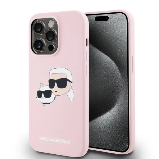 Karl Lagerfeld Liquid Silicone Double Heads MagSafe tok iPhone 14 Pro Pink