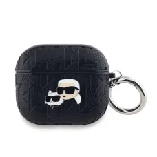 Karl Lagerfeld PU Embossed Karl and Choupette Heads tok AirPods 3-hoz, Fekete