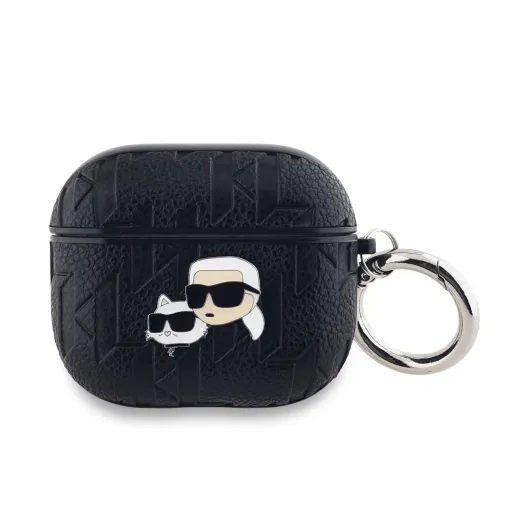 Karl Lagerfeld PU Embossed Karl and Choupette Heads tok AirPods 3-hoz, Fekete