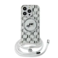 Karl Lagerfeld IML Monogram Keresztpántos K&CH Heads MagSafe tok iPhone 14 Pro Átlátszó