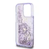 Guess PC/TPU Liquid Glitter Gold Stripe tok iPhone 15 Pro készülékhez, Lila - 4. kép
