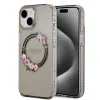 Guess PC/TPU Flowers Ring Glossy Logo MagSafe tok iPhone 15 fekete thumbnail