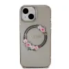 Guess PC/TPU Flowers Ring Glossy Logo MagSafe tok iPhone 15 fekete - 1. kép