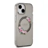 Guess PC/TPU Flowers Ring Glossy Logo MagSafe tok iPhone 15 fekete - 2. kép