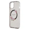 Guess PC/TPU Flowers Ring Glossy Logo MagSafe tok iPhone 15 fekete - 3. kép