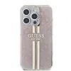 Guess IML 4G Arany Csíkos tok iPhone 15 Pro Max Pink - 1. kép