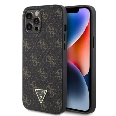 Guess PU Leather 4G Triangle Metal Logo tok iPhone 12 Pro Max fekete