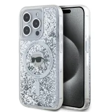 Karl Lagerfeld Liquid Glitter Karl Fej MagSafe tok iPhone 15 Pro átlátszó