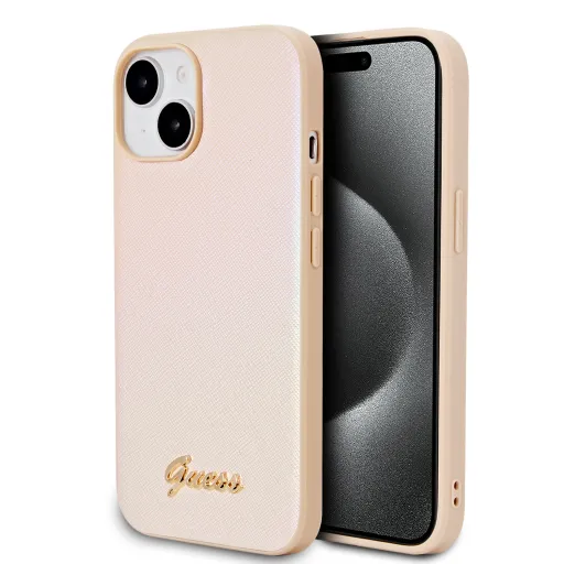 Guess PU Bőr Iridescent Metal Script Tok iPhone 15-höz Arany Guess PU Bőr Iridescent Metal Script Tok iPhone 15-höz Arany