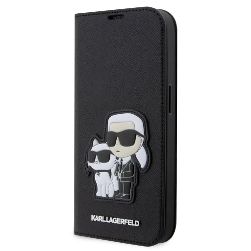 Karl Lagerfeld PU Saffiano Karl és Choupette NFT fliptok iPhone 13 Pro Max fekete