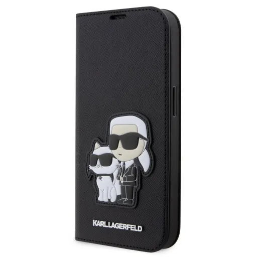 Karl Lagerfeld PU Saffiano Karl and Choupette NFT fliptok iPhone 13 Pro-hoz Fekete