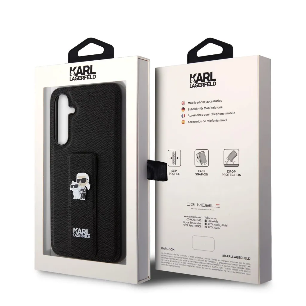 Karl Lagerfeld Saffiano Grip Stand Metal Logo tok Samsung Galaxy S23 FE fekete - 7