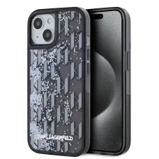 Karl Lagerfeld Liquid Glitter Monogram Árnyalatos Tok iPhone 14 Fekete