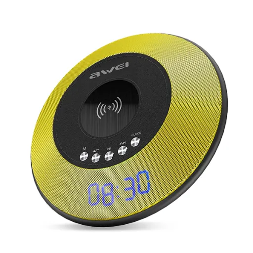 Awei Y290 vezeték nélküli bluetooth hangszóró és vezeték nélküli töltő sárga