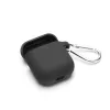 Airpods 1/2 ultravékony szilikon tok karabínerrel fekete - 1. kép