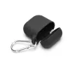 Airpods 1/2 ultravékony szilikon tok karabínerrel fekete - 2. kép