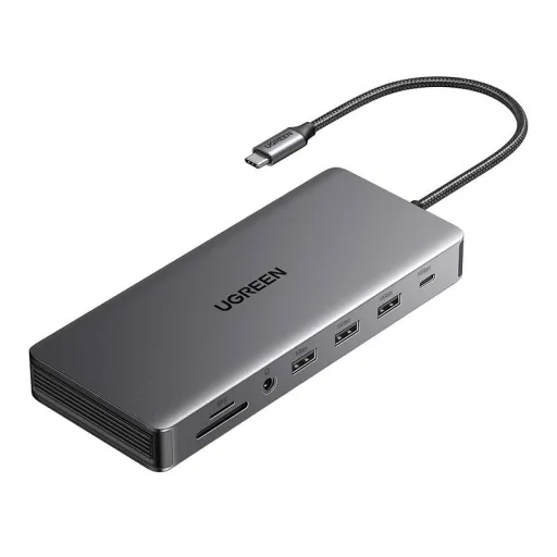 USB-C Hub Ugreen CM681 4x USB, 2x HDMI, DisplayPort, RJ45, SD/TF, AUX, PD 100W (szürke)