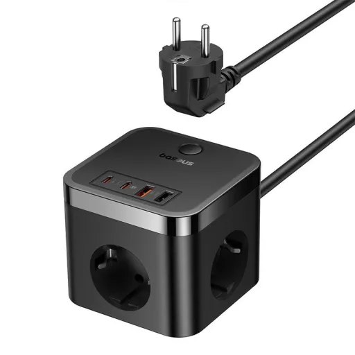 Baseus PowerCombo hálózati töltő 3AC+2U+2C, 30W, 1,5m (fekete)
