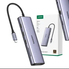 UGREEN Revodok CM498 10 az 1-ben adapter USB-C - 3x USB-A 3.0, HDMI, VGA, RJ45, SD/TF, AUX3,5 mm, PD