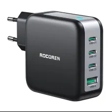 Rocoren Smart GaN Hálózati Töltő 100W (3x USB-C, 1x USB-A)