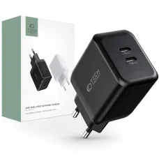 Tech-Protect C35W-2 hálózati töltő 2x USB-C PD 35W - fekete