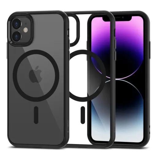 Tech-Protect MagMat MagSafe tok iPhone 11-hez - átlátszó és fekete Tech-Protect MagMat MagSafe tok iPhone 11-hez - átlátszó és fekete