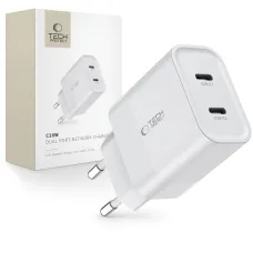 Tech-Protect C20W hálózati töltő 2x USB-C PD 20W - fehér