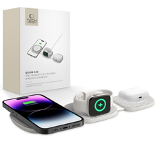 Tech-Protect QI15W-A32 3v1 indukčná nabíjačka s funkciou MagSafe pre smartfón / Apple Watch / AirPods - sivá